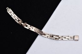 A 'HARLEY DAVIDSON' WHITE METAL BRACELET, designed as an identification bracelet set with a Harley