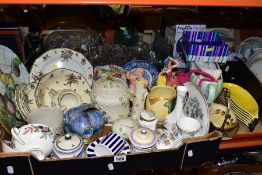 FIVE BOXES AND LOOSE CERAMICS AND GLASSWARE, etc including Royal Doulton Old Leeds Sprays
