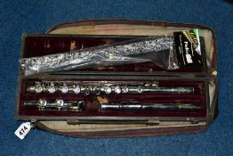 A CASED BOOSEY & HAWKES 'REGENT' FLUTE, serial no. 199855, appear largely complete but has some