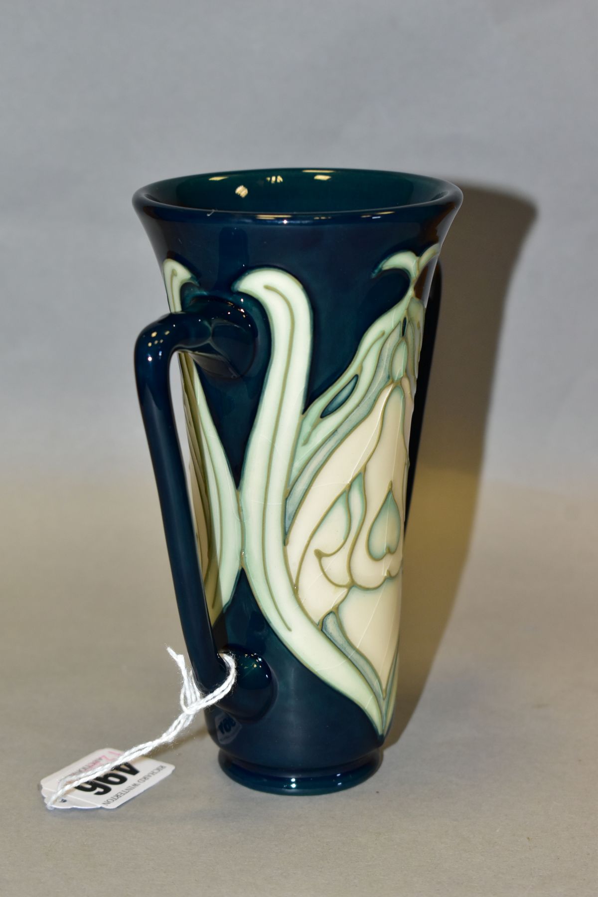 A MOORCROFT POTTERY COLLECTORS CLUB TWIN HANDLED VASE, 'Snowdrop' pattern designed by Rachel Bishop, - Image 2 of 6