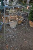 A FIVE TIER METAL PLANT POT HOLDER, width 128cm x height 121