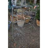 A FIVE TIER METAL PLANT POT HOLDER, width 128cm x height 121