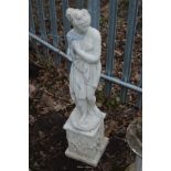 A LATE 20TH CENTURY COMPOSITE GARDEN STATUE of a semi clad classical figure of a lady in flowing