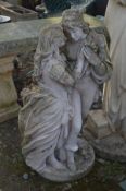 A WEATHERED COMPOSITE CLASSICAL FIGURE of Romeo and Juliet, height 73cm