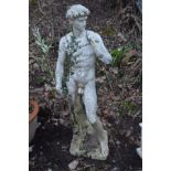 A COMPOSITE GARDEN STATUE AFTER MICHELANGELOS'S DAVID, on a square base, height 124cm