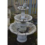 HENRI STUDIO, DENMARK, a composite classical three tier water feature, largest diameter 95cm x