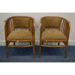 A PAIR OF EARLY 20TH CENTURY THONET BEECH ARMCHAIRS (with later seat pad)