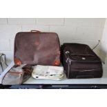 TWO SUITCASES AND TWO OTHER BAGS including a Bric's leather look case 68cm wide, 50cm high with