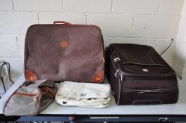 TWO SUITCASES AND TWO OTHER BAGS including a Bric's leather look case 68cm wide, 50cm high with