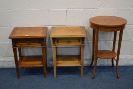 A PAIR OF 'AND SO TO BED, LONDON' EMPIRE BEDSIDE CABINETS with single drawers (unmarked, but