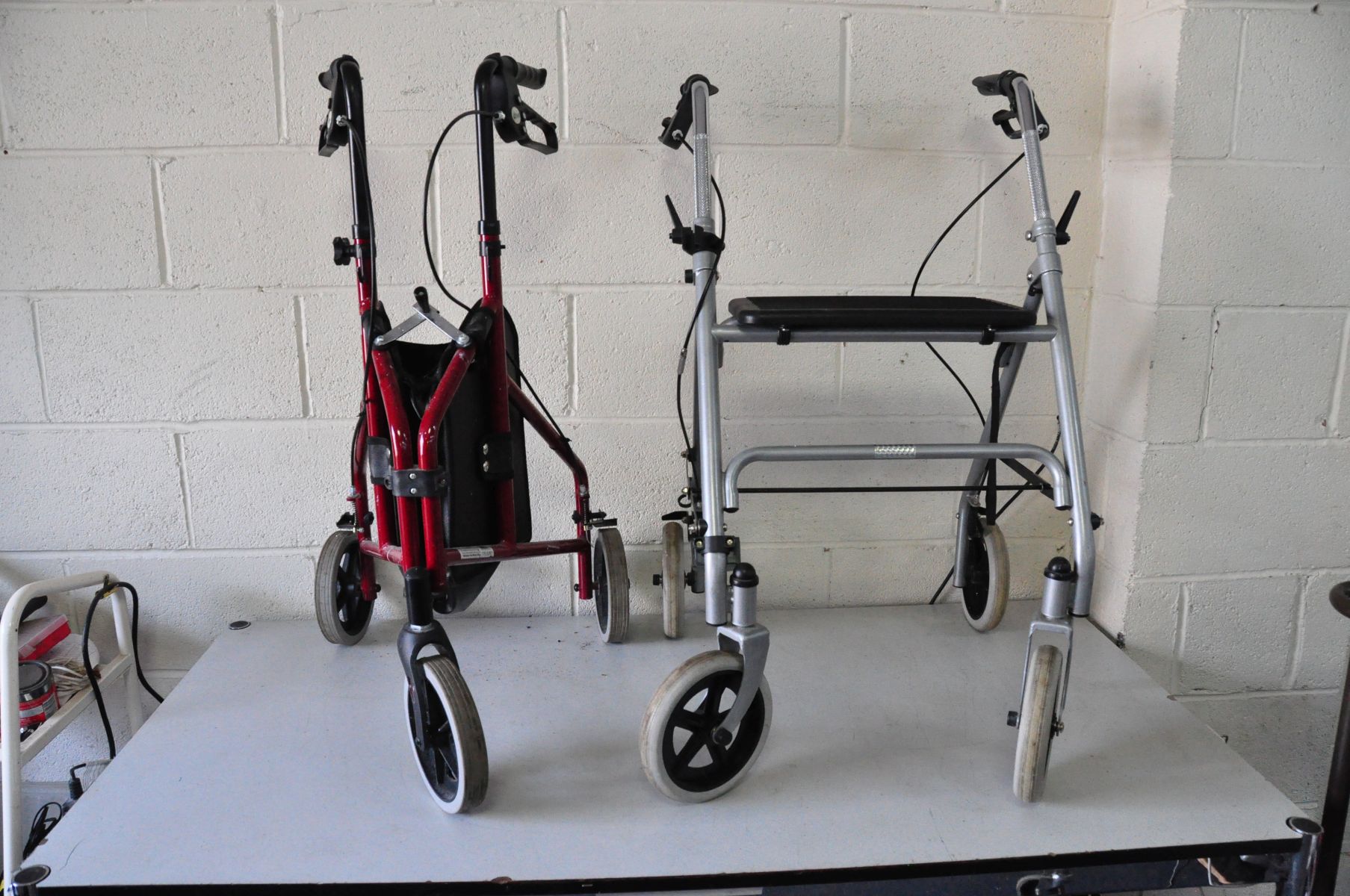 TWO DISABILITY WALKERS one by Drive Medical the other unbranded (2)