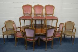 A REPRODUCTION WALNUT BREAKFAST PEDESTAL TABLE, length 153cm x depth 115cm x height 75cm (faulty