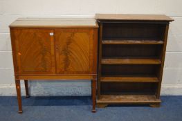 A MAHOGANY TWO DOOR DRINKS CABINET, with a fitted interior, width 91cm x depth 43cm x height