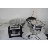 A DUALIT TWO SLICE ELECTRIC TOASTER (PAT pass and working), an Anthony Worrel Thompson two level Wok