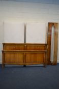 A 'AND SO TO BED, LONDON' EMPIRE STYLE CHERRYWOOD 6FT BEDSTEAD, with side rails, supports,