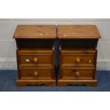 A PAIR OF PINE BEDSIDE CABINETS