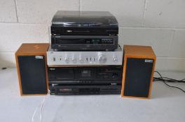 A COMPONANT HI FI including a Teac V-370 Tape player, a JVC A-S3 Integrated Amplifier, a Goodmans