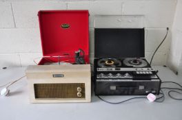 A DANSETTE MAJOR DeLUXE 21 in Beige and Red (PAT pass and in working order) and a Marconiphone