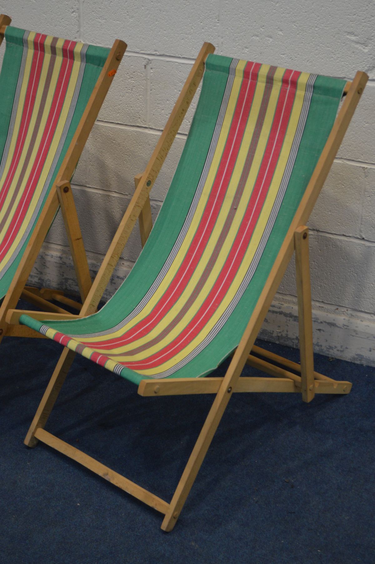 THREE RETRO STRIPPED FOLDING DECK CHAIRS - Image 2 of 2