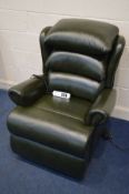 A SHERBOURNE GREEN LEATHER RISE AND RECLINE ARMCHAIR (PAT pass and working)