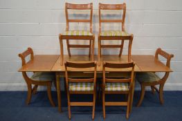 A MID TO LATE 20TH CENTURY TEAK DRAW LEAF TABLE, extended length 214cm x closed length 125cm x depth