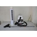 A MORPHY RICHARDS PROFILE PULL ALONG VACUUM CLEANER and a Morrison's Tower Fan (both PAT pass and