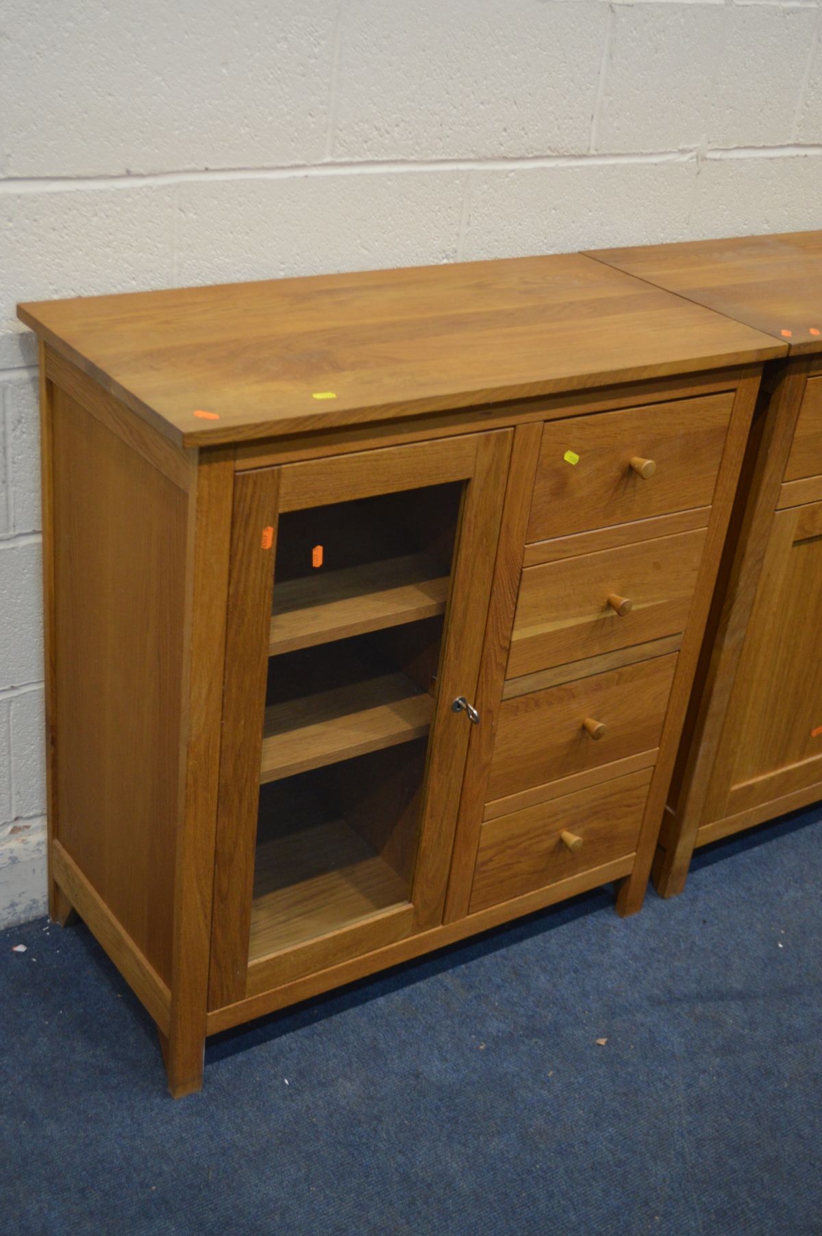 A GOLDEN OAK SIDEBOARD, with three drawers, by Corndell furniture ltd, width 119cm x depth 43cm x - Image 3 of 3