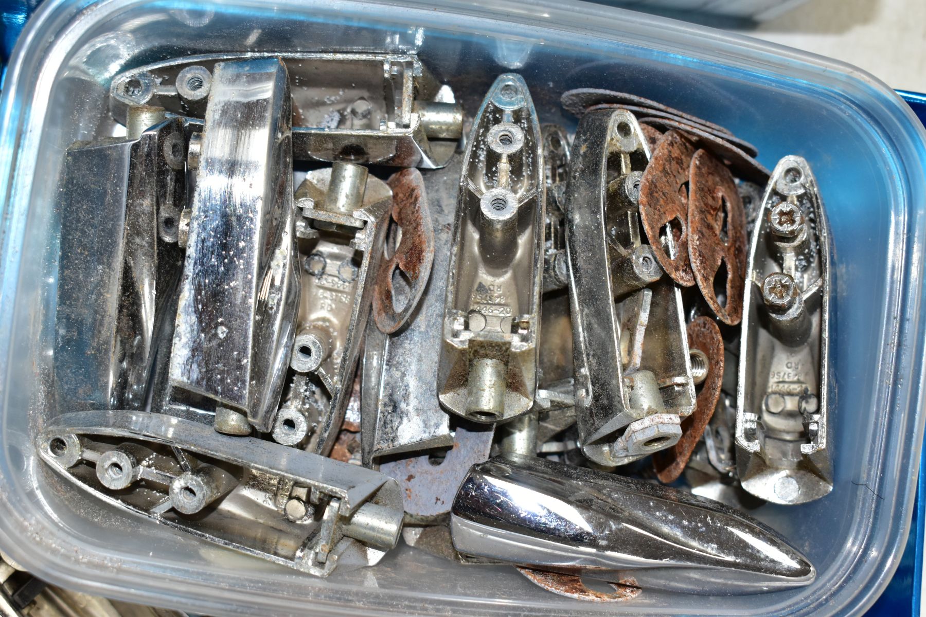 TWO TRAYS CONTAINING VINTAGE DRUM LUGS AND BOLTS, including Beverley, Pearl, etc - Image 4 of 5
