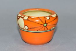 A CLARICE CLIFF WILKINSON LTD FANTASQUE BROTH PATTERN PRESERVE POT (lacks cover), printed marks with