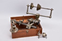 A 'LORCH' SCHMIDT & CO' JEWELLERS LATHE, boxed but incomplete, together with an additional gear