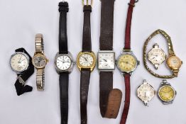 A COLLECTION OF LADIES HAND WOUND AND AUTOMATIC WRISTWATCHES, to include a square cased Langendorf