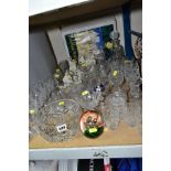 A QUANTITY OF CUT GLASS ETC, to include Derwent Crystal and Royal Crystal Rock (RCR), brandy