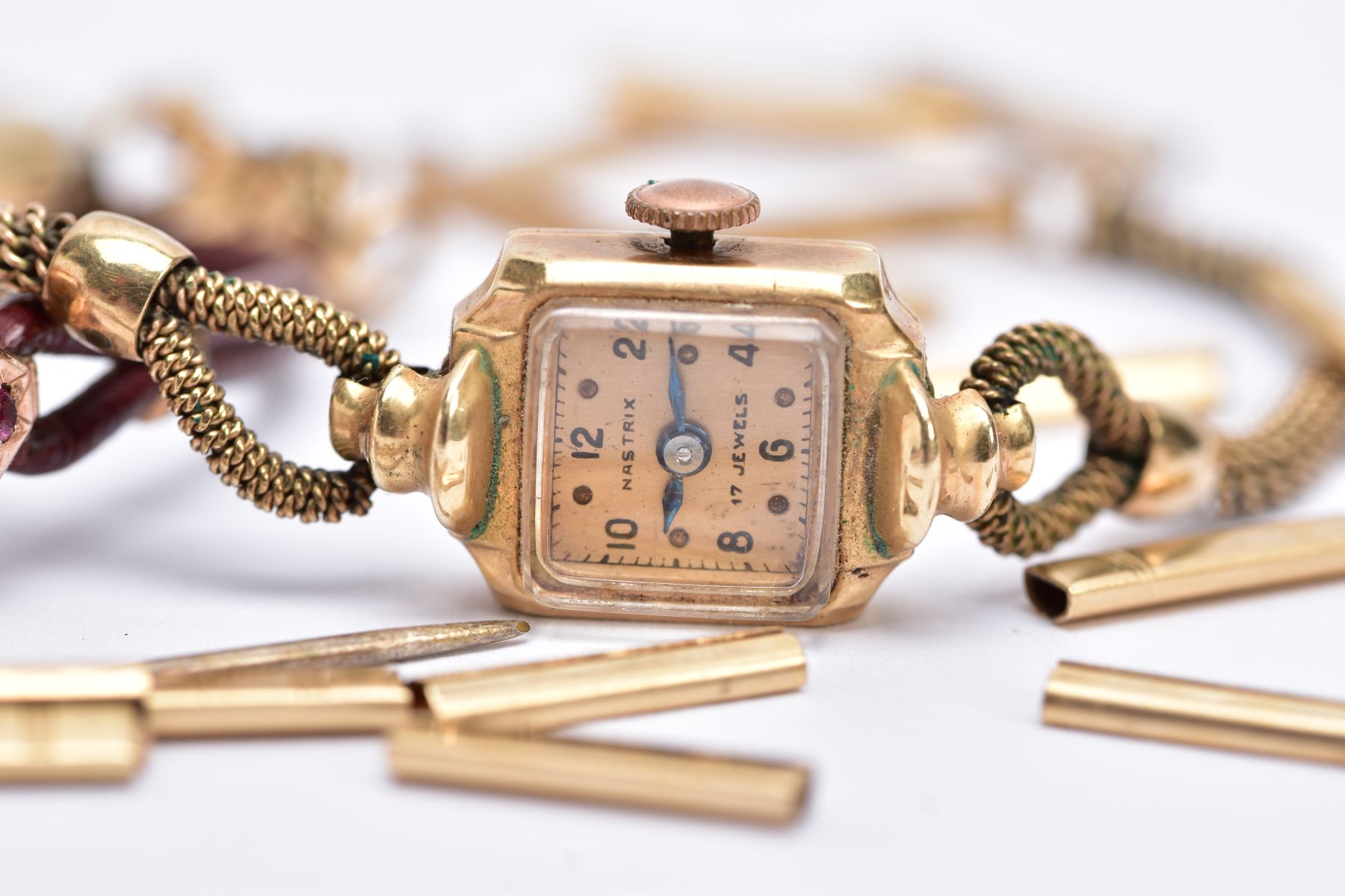 A LADIES YELLOW METAL COCKTAIL WATCH AND A ROSE GOLD TONE COCKTAIL WATCH, the first with a square - Image 4 of 12