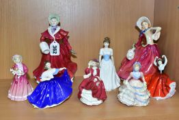 EIGHT ROYAL DOULTON LADY FIGURES, comprising 'The Skater' HN3439, 'Autumn Breezes' HN1934, '