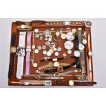 A TRAY OF VARIOUS WRISTWATCHES, MOVEMENTS ANDE PARTS, to include a quantity of ladies and gents