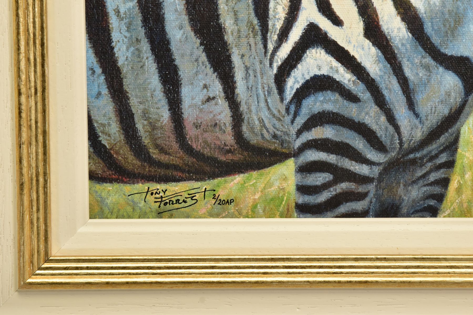 TONY FORREST (BRITISH 1961) 'NEAREST AND DEAREST', an artist proof print of zebras 2/20, signed - Image 5 of 12