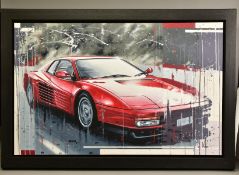 KRIS HARDY (BRITISH 1978) 'TESTAROSSA', a study of the Ferrari supercar, signed bottom right, oil on