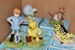 FIVE ROYAL DOULTON WINNIE THE POOH COLLECTION FIGURES, comprising 'Pooh Counting The Honeypots'