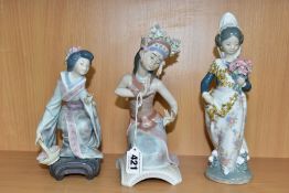THREE LLADRO FIGURINES OF GIRLS, comprising 'Yuki' 1448, sculptor Salvador Debon, issued 1983-