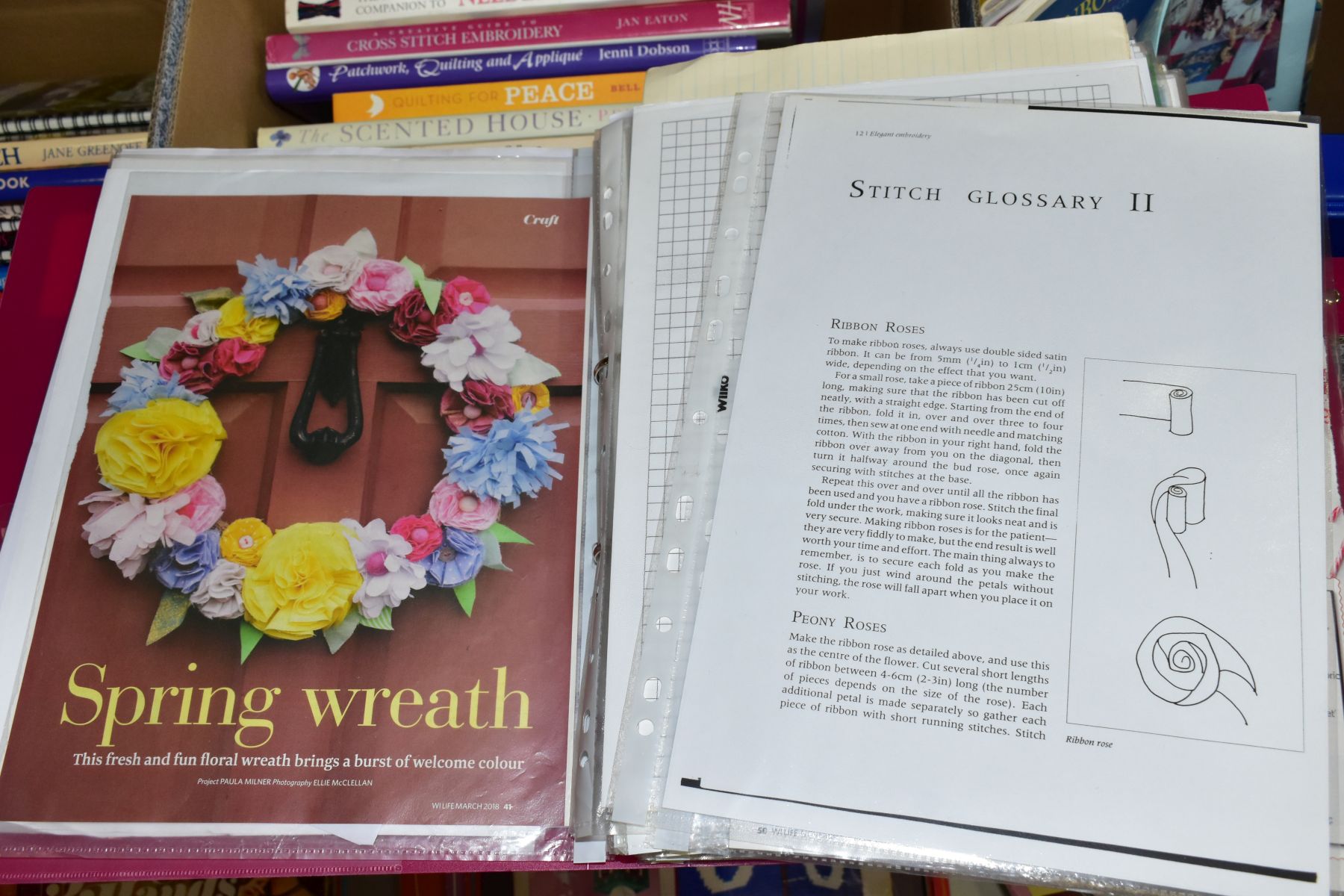 THREE BOXES OF BOOKS, PATTERNS AND MAGAZINES, relating to needlecraft, knitting and other craftwork, - Image 9 of 18