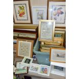 PAINTING AND PRINTS, ETC, to include three pen and watercolour sketches of views of Devon -