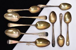 A SELECTION OF SILVER TEA AND COFFEE SPOONS, to include four George IV Old English pattern