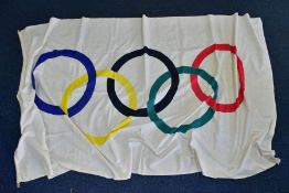 OLYMPIC FLAG 1936, a 76'' x 45'' Olympic rings flag allegedly from the infamous 1936 Berlin Games,