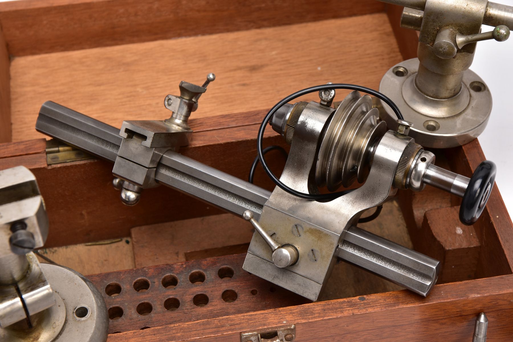 A 'LORCH' SCHMIDT & CO' JEWELLERS LATHE, boxed but incomplete, together with an additional gear - Image 6 of 16