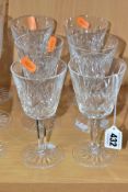 A SET OF SIX WATERFORD CRYSTAL LISMORE PATTER WINE GLASSES, etched marks, height 14.8cm (6) (