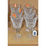 A SET OF SIX WATERFORD CRYSTAL LISMORE PATTER WINE GLASSES, etched marks, height 14.8cm (6) (