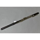 V. KOHLERT & SONS OF GRASLITZ, a three piece flute with nickel plated mounts, No 7851, total