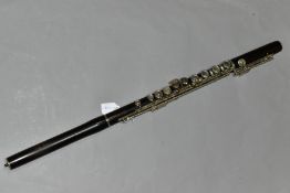 V. KOHLERT & SONS OF GRASLITZ, a three piece flute with nickel plated mounts, No 7851, total