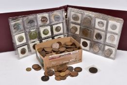 A COIN ALBUM CONTAINING WORLD COINAGE to include amounts of silver coins to include a USA half