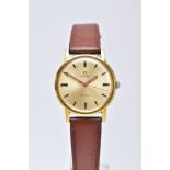 A GENTS 'OMEGA GENEVE' WRISTWATCH, hand wound movement, round champagne dial signed 'Omega, Geneve',